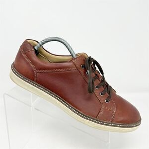 Johnston & Murphy Men's Chestnut Brown Leather Sneakers Size 9.5 Casual Lace-Up